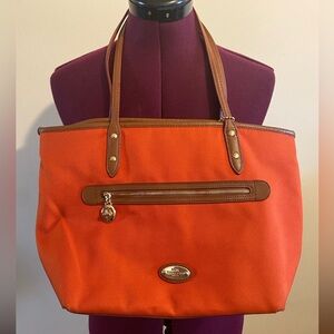 Coach Sawyer Orange Tote in Polyester Twill F37237